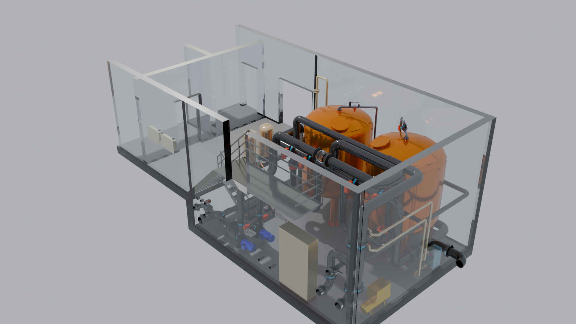 3D-Modell des Freibads Bippen: Vorschaubild der Wasseraufbereitungsanlage