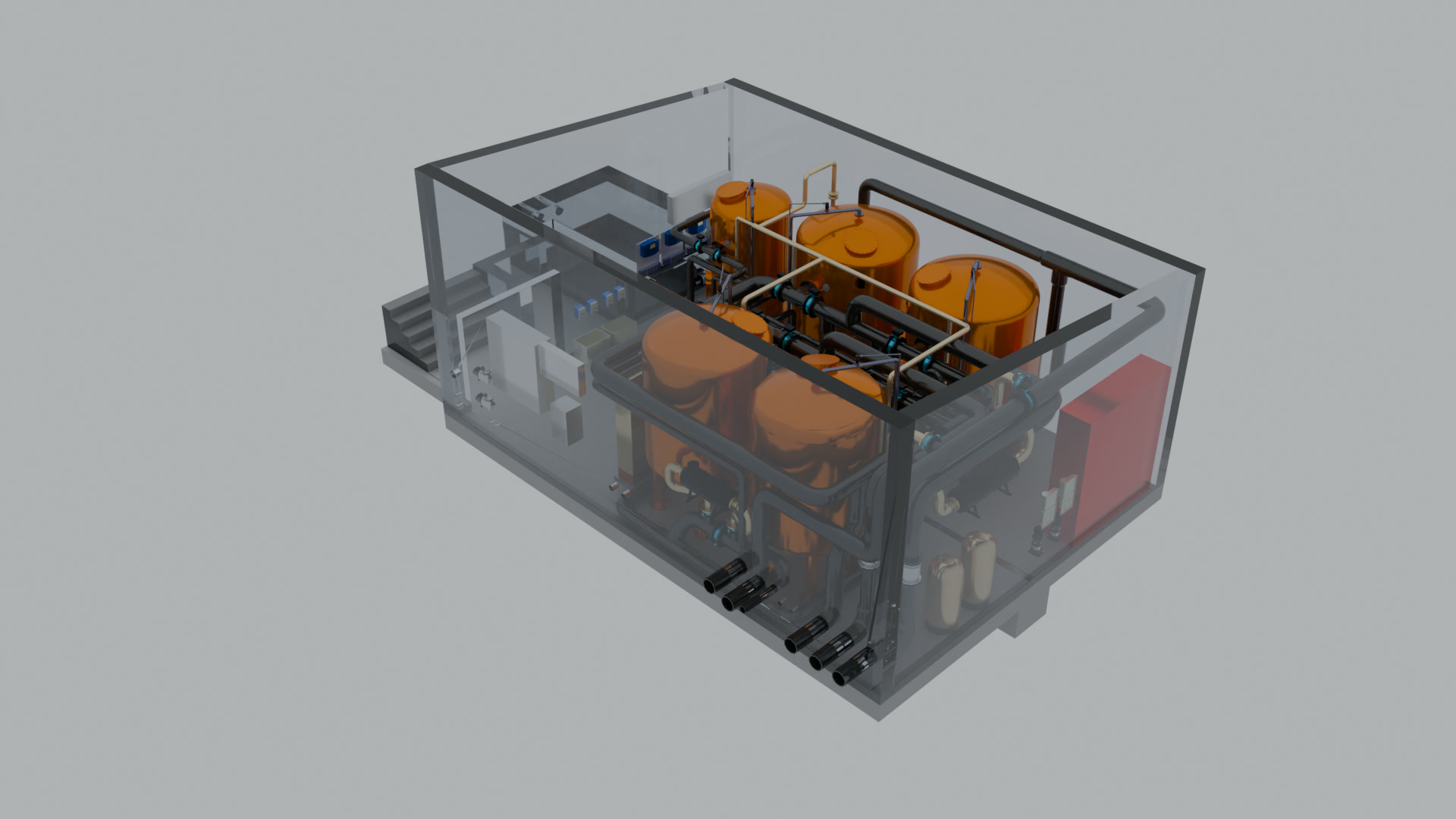 3D-Modell des Freibads Bohmte (im Bau): Vorschaubild der Wasseraufbereitungsanlage