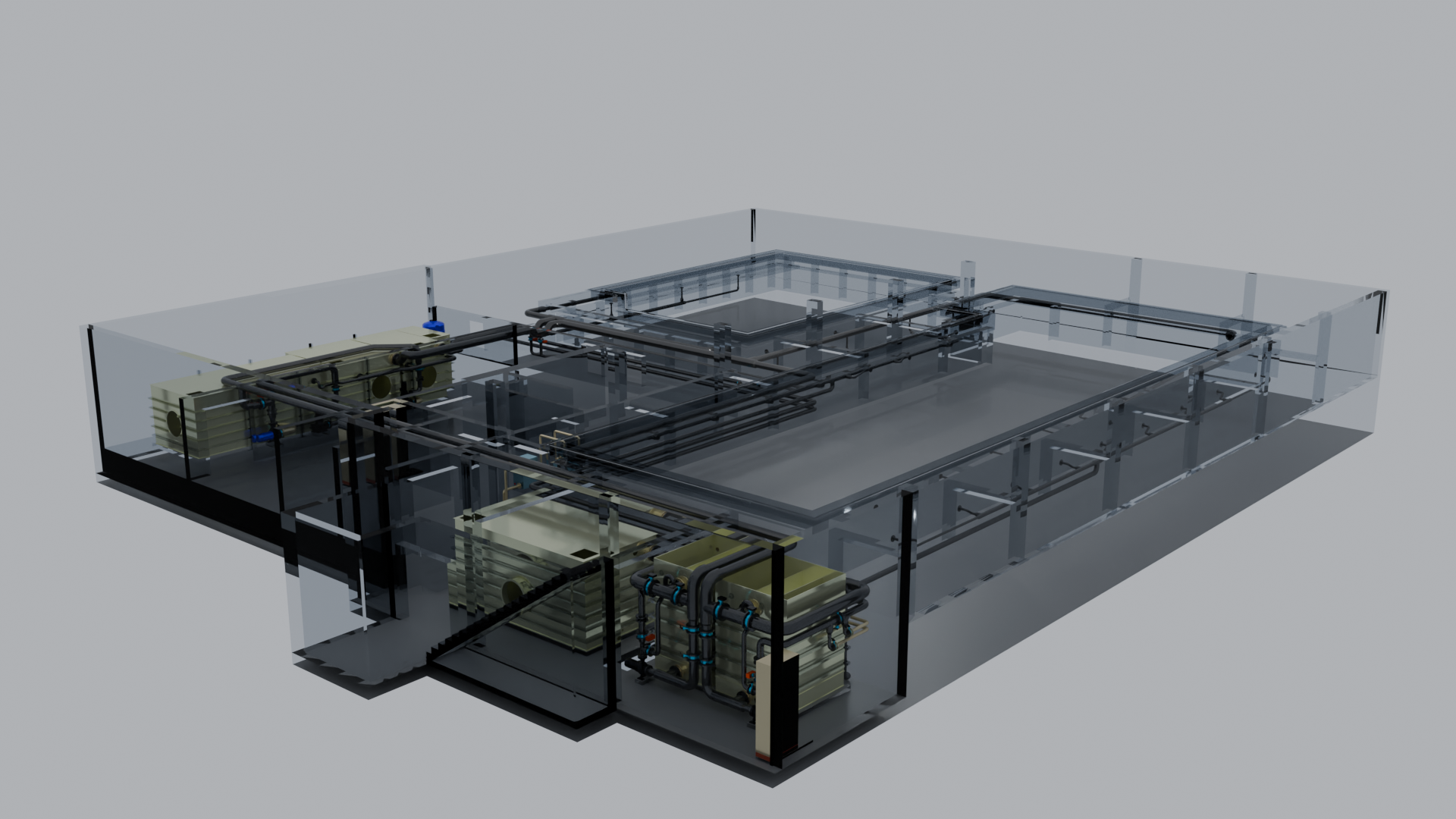 3D-Modell des Hallenbads Recke: Vorschaubild der Wasseraufbereitungsanlage